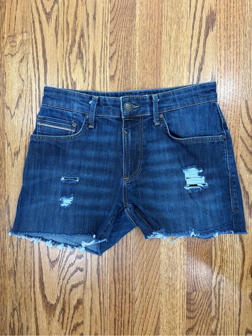 Mavi "Zach" Distressed Denim Cutoff Shorts (28)